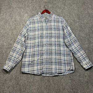 Eddie Bauer Shirt Mens Large Classic Fit Blue Plaid Cotton Button Down Pocket